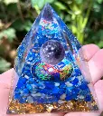 Natural Lapis lazuli Orgonite pyramid With Amethyst Sphere For Showpiece And healing