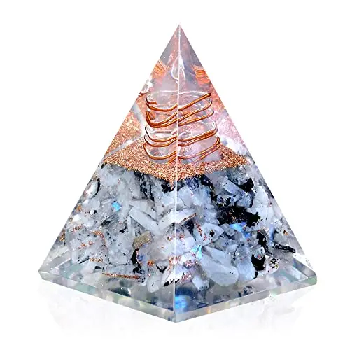 Natural Rainbow moonstone Orgonite Pencil pyramid For Healing And Showpiece