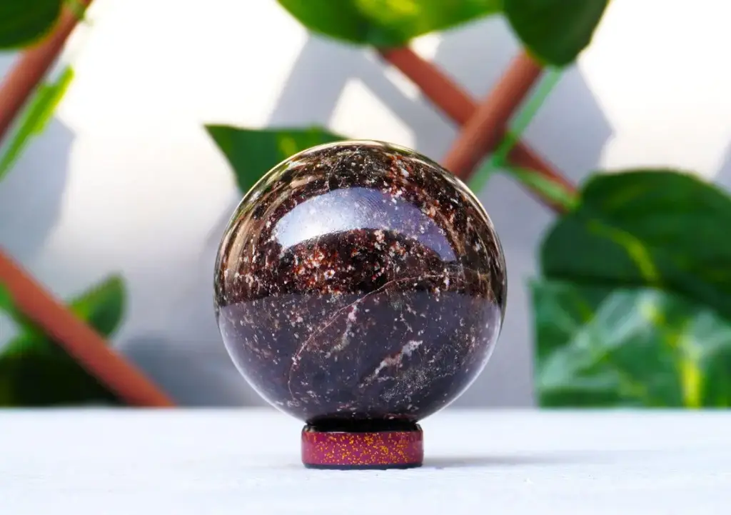 Natural Garnet stone sphere ball 