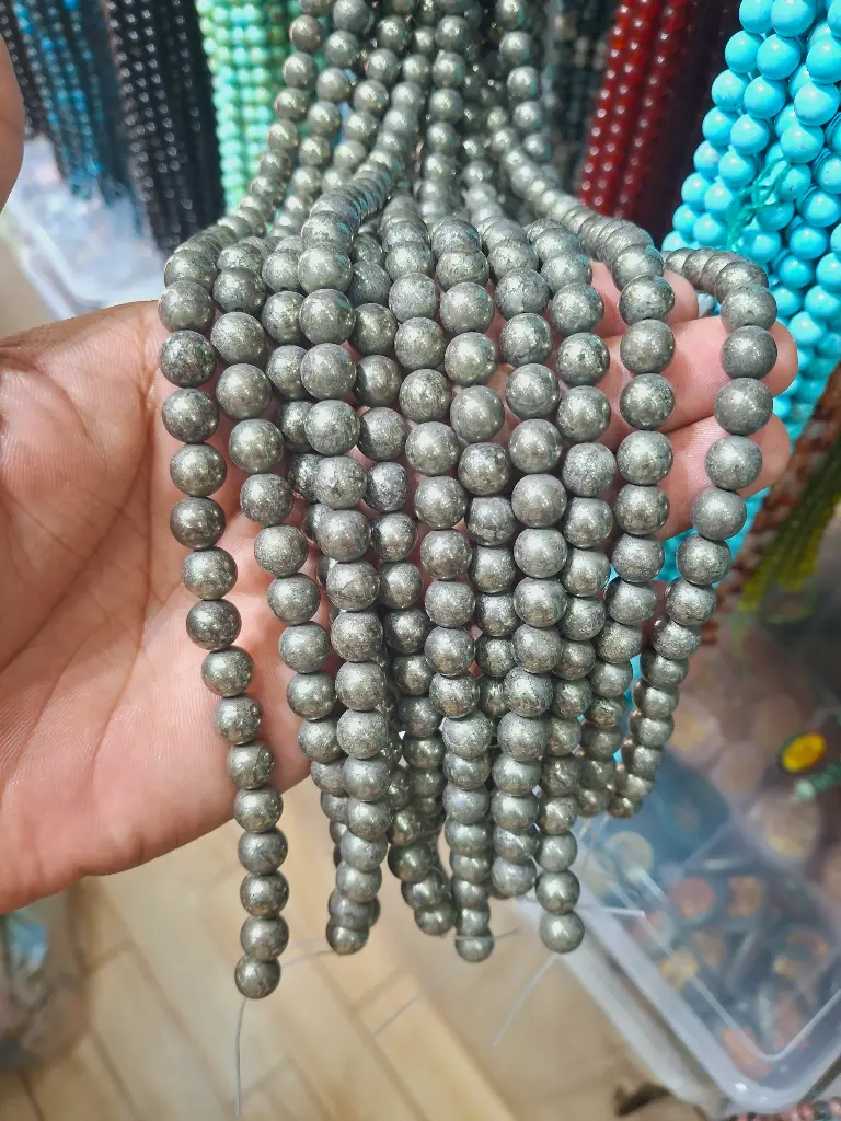 Natural Pyrite Stone Beads Jaa Mala