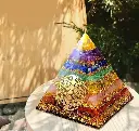 Natural Stone 7 Chakra Orgone Pyramid For Healing And Showpiede