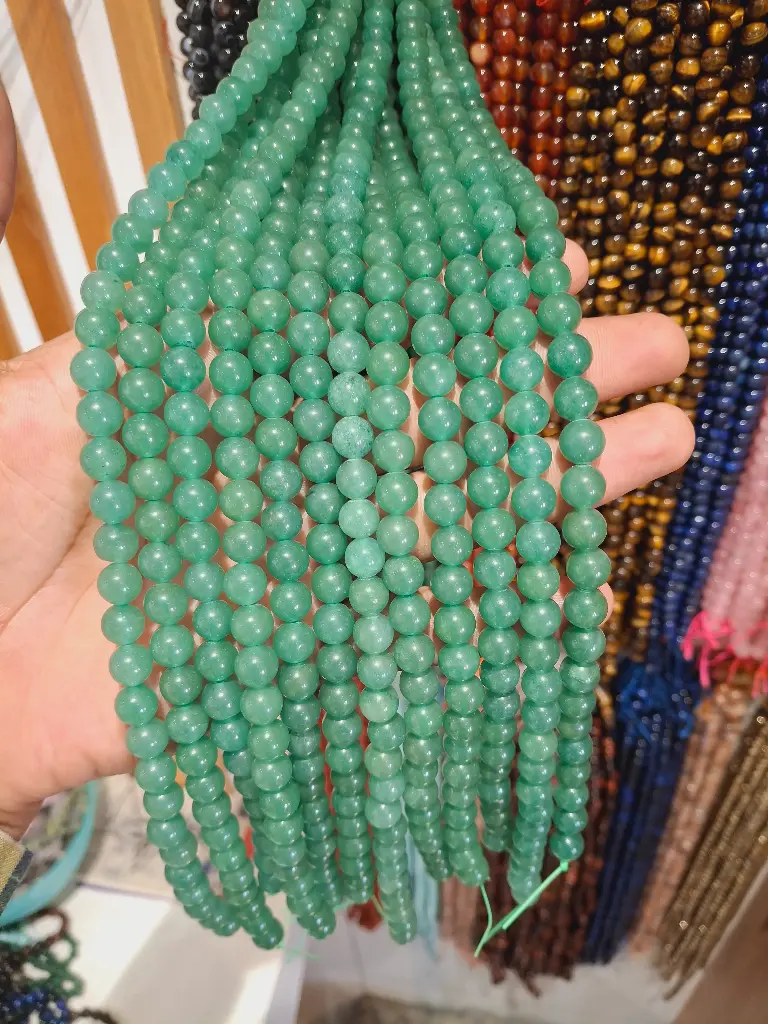 Natural Green Aventurine Beads Jaap mala For Healing And s=Showpiece