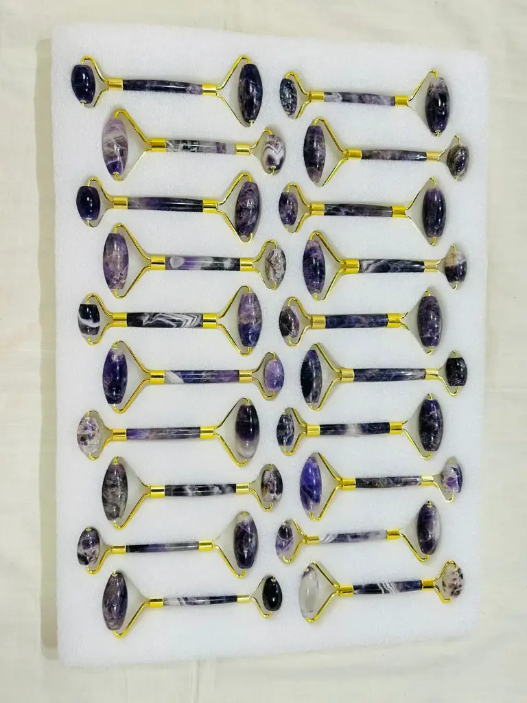 Natural Amethyst Stone Massage Roller For Skincare