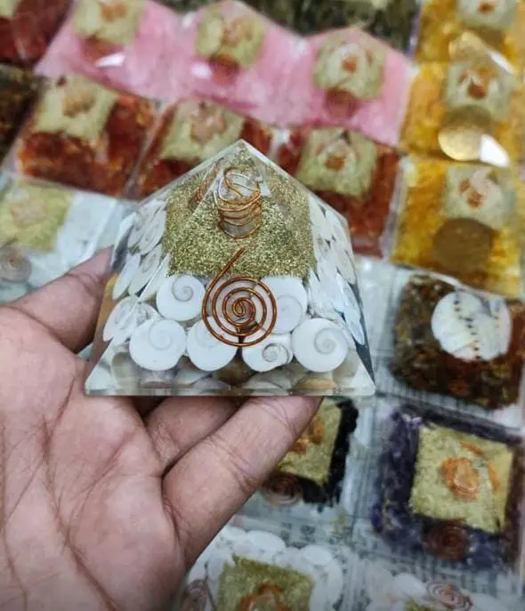 Natural Gomti Chakra Orgone Pyramid For Healing And Showpiece