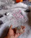 Natural Rose gemstone Trees With Orgonite pyramid base For Decorative And Showpiece