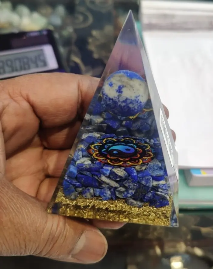 Natural Lapis Pyramid With Lapis Sphere for Showpiece And Healing