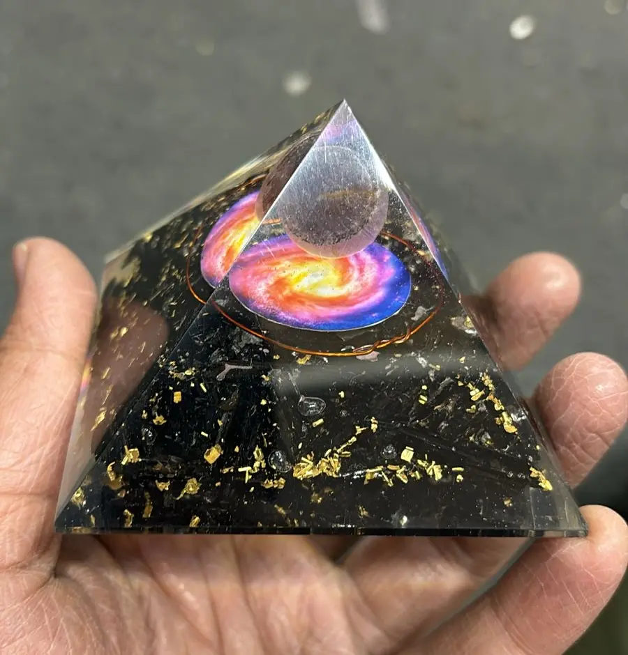 Natural Balck Tourmaline Sphere Pyramid For Showpiece