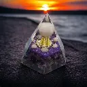 Natural Orgonite Amethyst Pyramid With Sphere ball  For healing and Showpiece