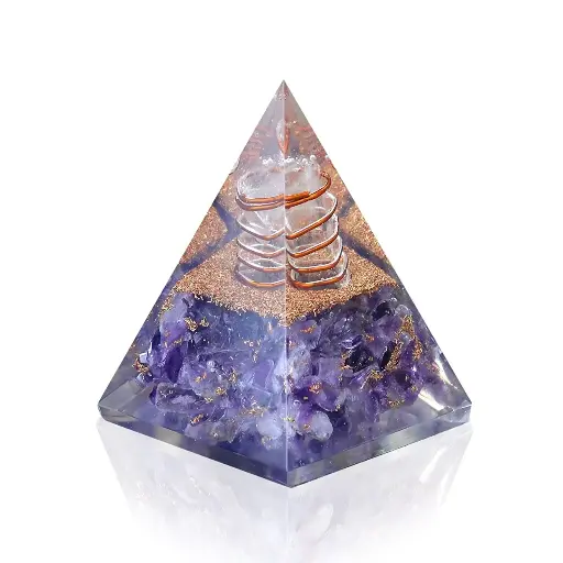 Natural Amethyst orgonite Pyramid For Healing And Showpiece