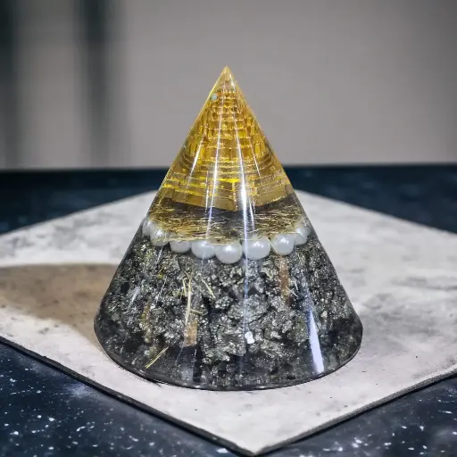 Natural Pyrite Orgonite Cone Shape  Pyramid  For Healing
