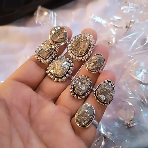 Natural Golden Pyrite Rough stone Ring For Healing And Showpiece