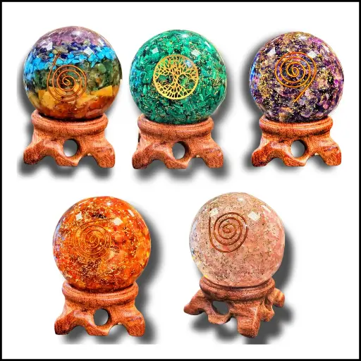 Natural Stone Orgonite Sphere For Healing And Showpiece