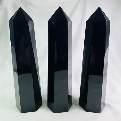 Natural Black Obsidian Point Tower For Chakra, Healing and Balancing