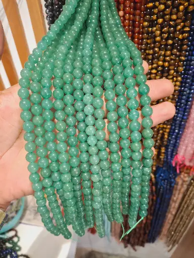 Natural Green Aventurine Beads Jaap mala For Healing And s=Showpiece