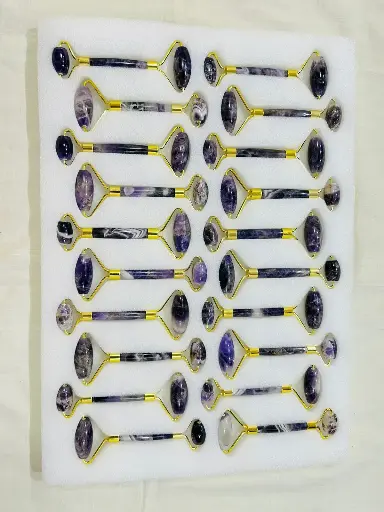 Natural Amethyst Stone Massage Roller For Skincare
