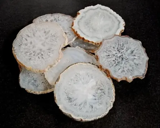 Natural White agate Coaster for Healing And  Showpiece