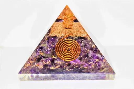 Natural Amethyst Stone Orgone Pyramid For Healing And Showpiece