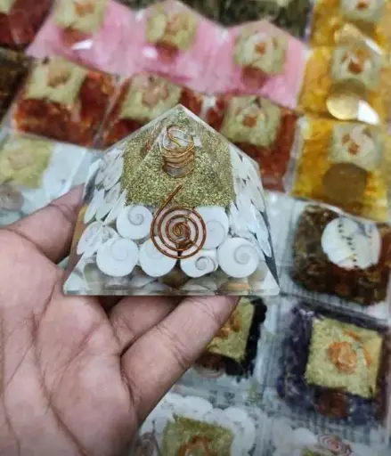 Natural Gomti Chakra Orgone Pyramid For Healing And Showpiece