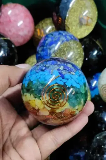 Seven Chakra Orgone Sphere Ball All Chakra Balancing Of Body Reiki Healing And Showpiece