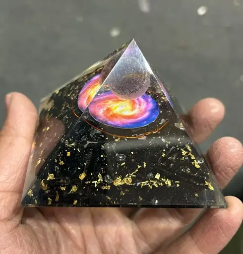 Natural Balck Tourmaline Sphere Pyramid For Showpiece