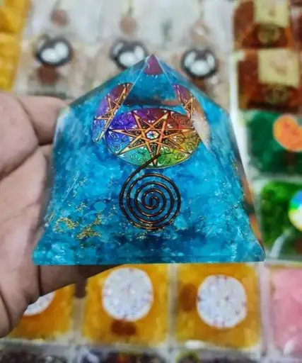 Natural Orgonite Pyramid For Healing And Showpiece