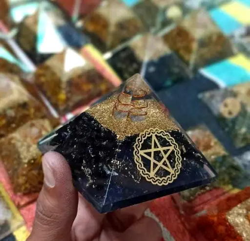 Natural Black Tourmaline orgonite Pyramid For Healing and Showpiece